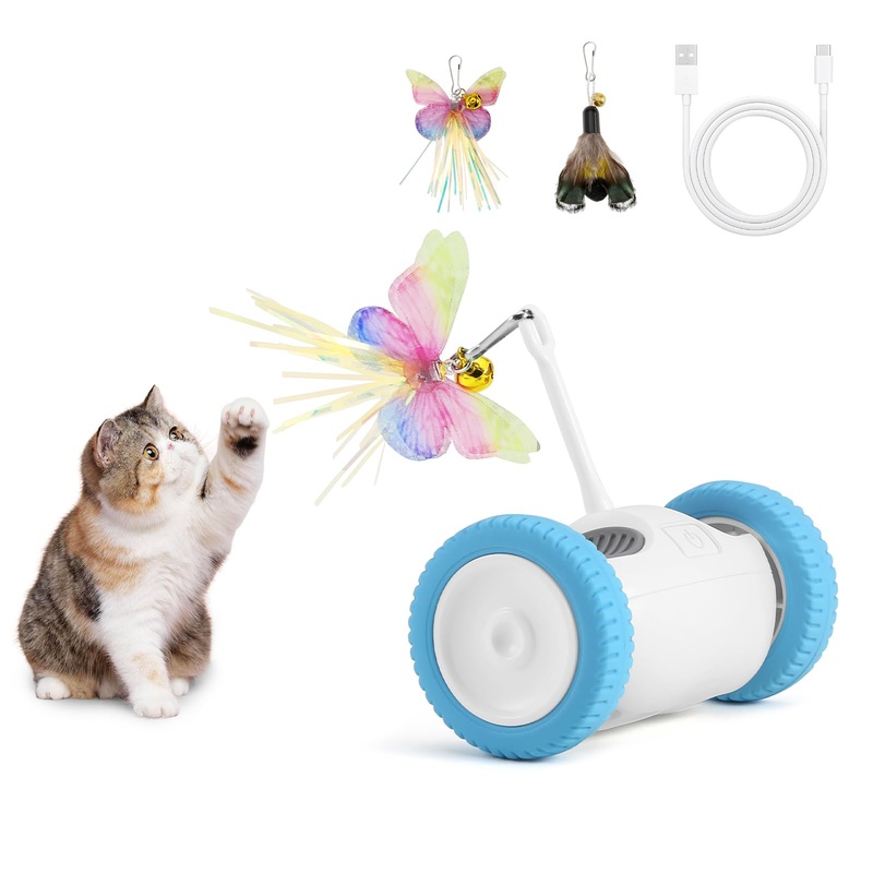 Interactive Cat Toy for Indoor Cats, Automatic Cat Toy with LED Lights, Cat Mouse Toy, USB-C Rechargeable