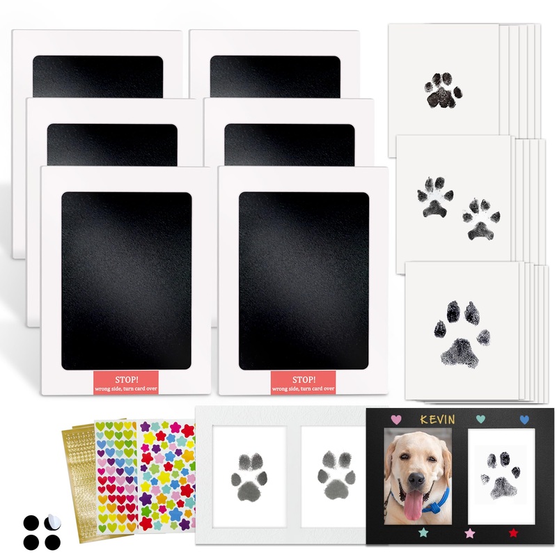 MYPAWLETS Inkless Paw Print Kit,Mess-Free Paw Print Stamp Pad for Dogs Cat,Pet Safe Clean Touch Ink Pad,Dog Nose Print Kit,Pet Paw Print Impression Kit Keepsake,Personalized Pet Lover,Dog Mom Gift-6M Medium (6 Pack)