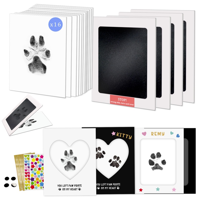 MYPAWLETS Paw Print Kit,Clean Touch/Inkless Ink Pad for Dog/Cat Pawprints,Paw Print Stamp Pad for Dogs,Dog Paw/Nose Print Kit Keepsake,Pet Paw Print Impression Kit with Frame,Gifts for Pet Parents-4M Medium (4 Pack)