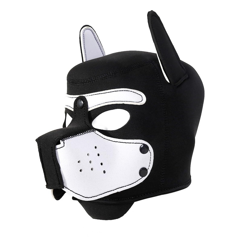 Neoprene Puppy Face Muzzle Dog Removable Full Face Pup Hood Mask (White, One Size) White