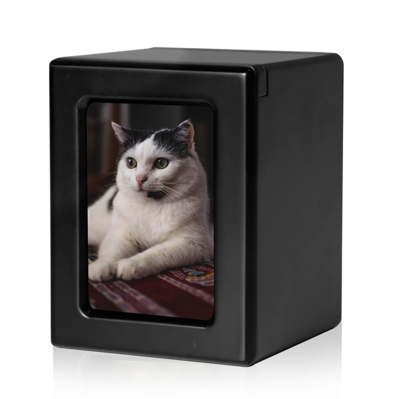 PCS Pet Urns for Cats, Cat Photo Urn, Cat Urn for Ashes, Urns for Cat Ashes, Pet Cremation Box Black-Small S(0-25lbs)