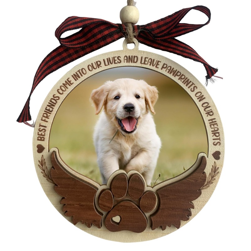 Pet Memorial Christmas Ornament 2024, Left Paw Prints On Our Hearts Ornaments, Pet Memorial Picture Frame Ornament, Pet Memorial Gifts, Gifts for The Loss of Pet, Sympathy Gifts, Remembrance Ornament