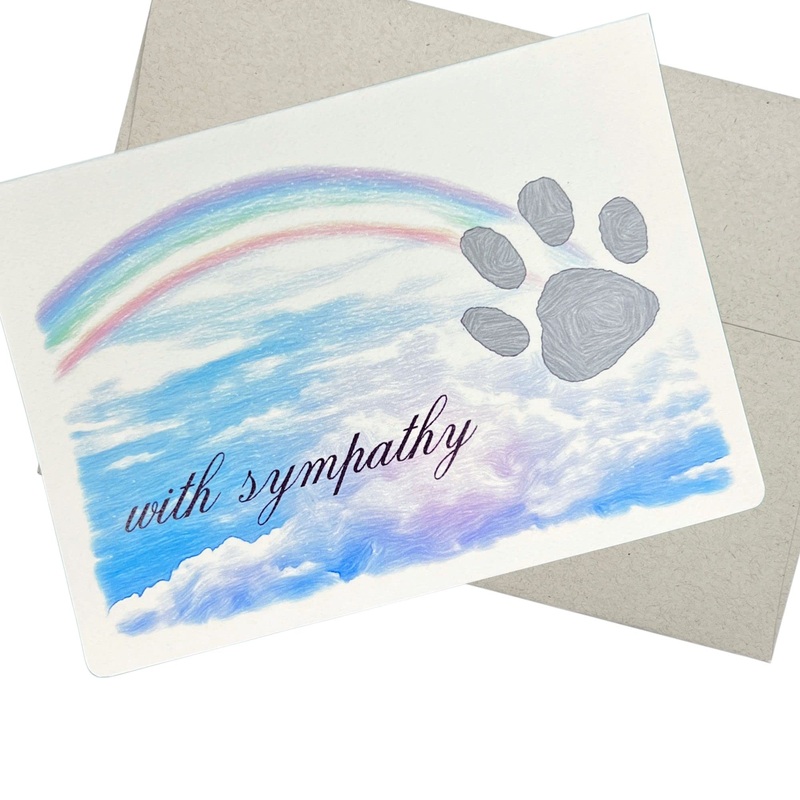Pet Sympathy Card with Envelope (5X7 Inches and Message Inside) Bereavement and condolence card for loss of cat or dog. Also for cat veterinary practice or dog groomer – 73 Pet Loss Rainbow