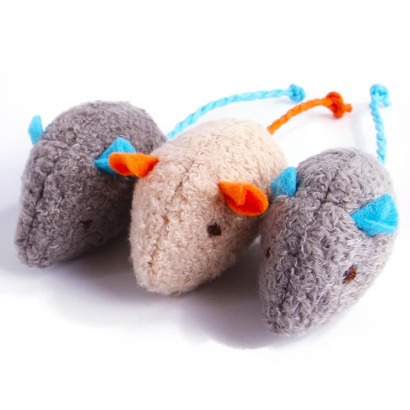 Q.Y.HOME Cat Toy Interactive Toy Plush Mouse Shaped Toy – (3 Pack),Small Breeds