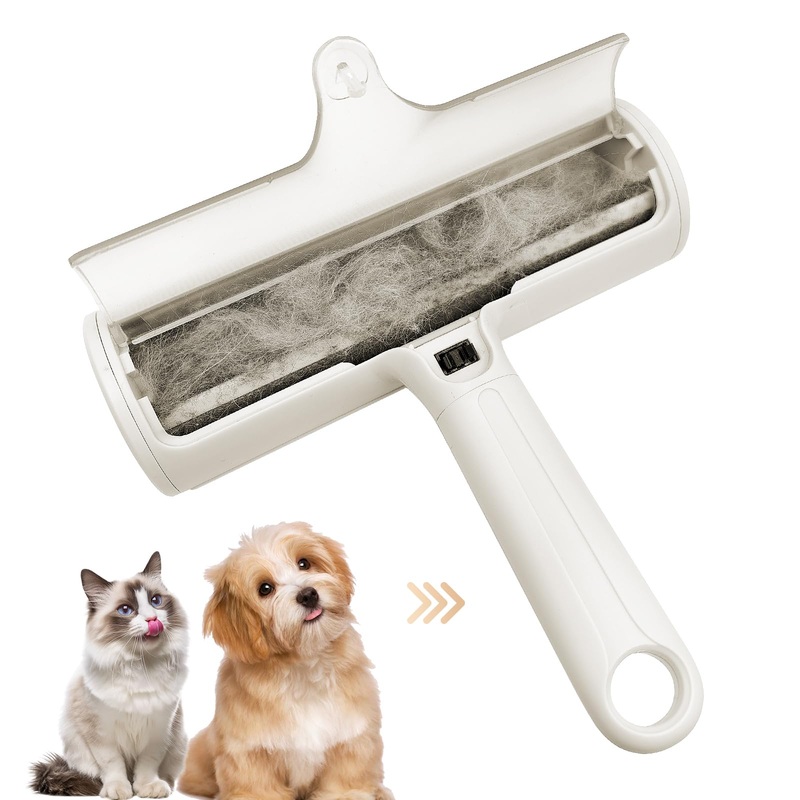 Roller Pet Hair Remover Reusable Lint Roller for Clothes Cat and Dog Hair Removal Tool for Couch, Bed, Sofa, Car Seat, Carpet, Reusable Lint Cleaning Tools (White) White