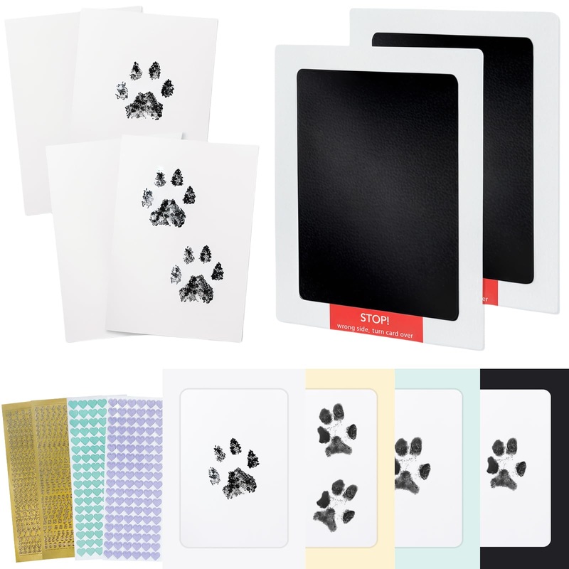 Tuhangcc Paw Print Clean Touch Ink Pad Kit for Dogs and Cats, Pet Owner Keepsake, Inkless Paw and Nose Print Impression Set with Colorful Photo Frames and DIY Gifts(2Pack Memorials Assortment) 2 Pack