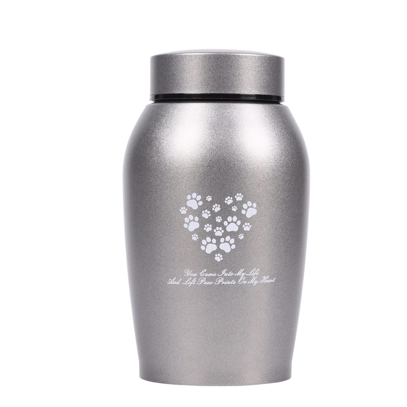 Youdear Memorials Stainless Steel Pet Urns,Premium Urns for Dog and Cat Ashes,Suitable Size Urns for Pet Ashes (Medium, Grey) Medium Gray