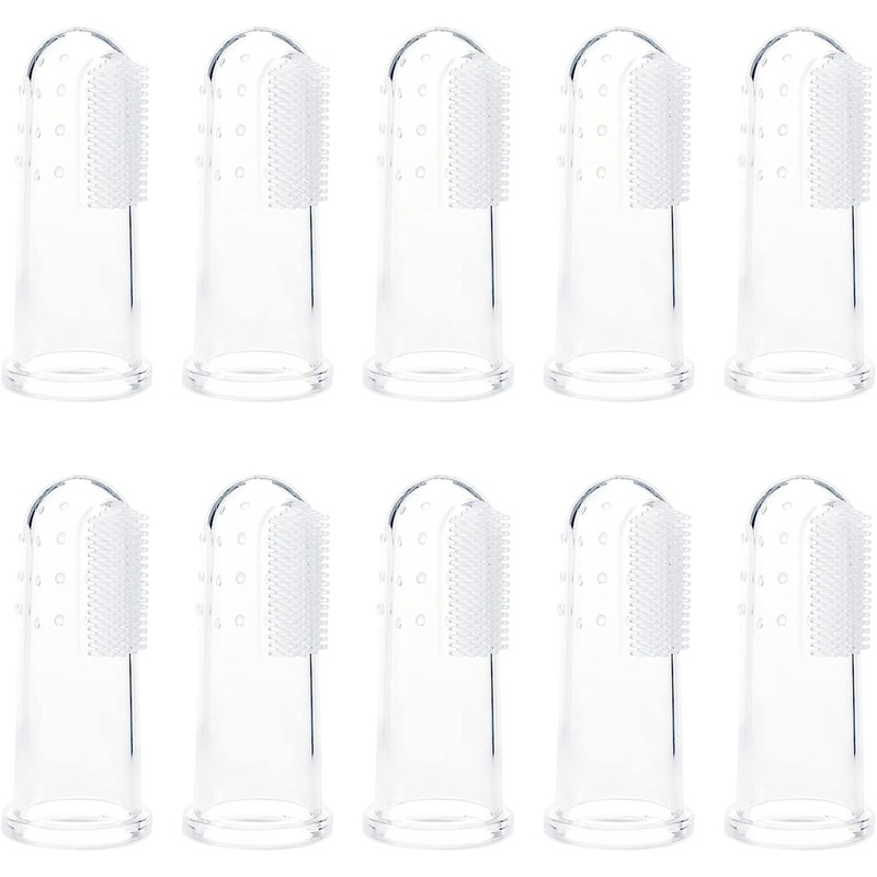 10Pcs White Dog Finger Toothbrush Food Grade Soft Bristles Pet Toothbrush, Soft Silicone Cat Toothbrush Washable and Comfortable Dog Toothbrushes