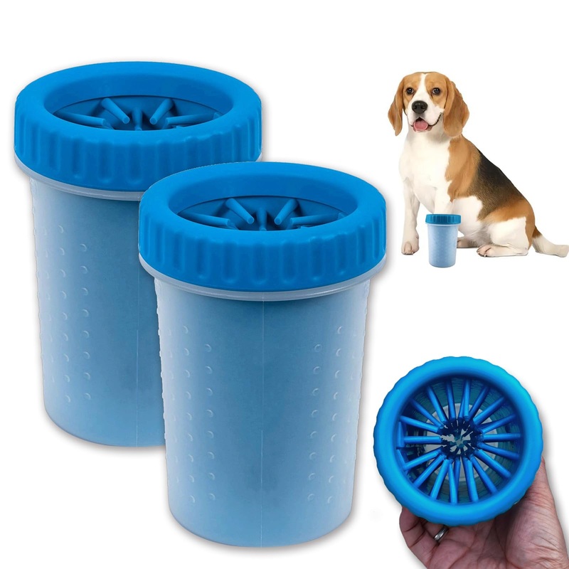 2 Pack Portable Dog Paw Cleaner, Washer, Buddy Muddy Pet Foot Cleaner for Medium Breed Dogs and Cats, Blue 2 Pack Blue