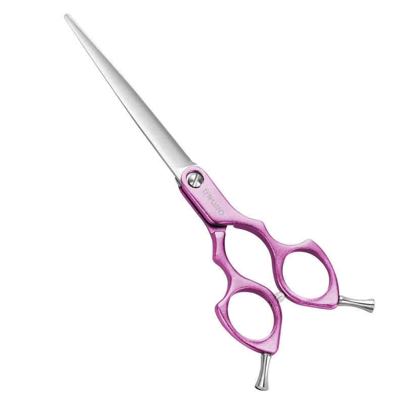 6.5″ Dog Grooming Scissors,Ultra-Light Aluminum Handle Scissors for Dogs and Cats, Straight Blade Cutting Shears Professional Pet Scissors Quick Trimming Sharp (Purple-Straight) Purple