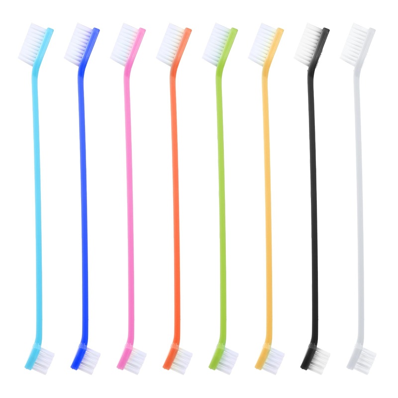 8Pcs Dog Toothbrush Set, Convenient Soft Double-Headed Dog Cat Pet Toothbrush to Clean pet Teeth, Dual Headed Dental Hygiene Brushes for Small to Large Dogs, Cats, and Most Pets