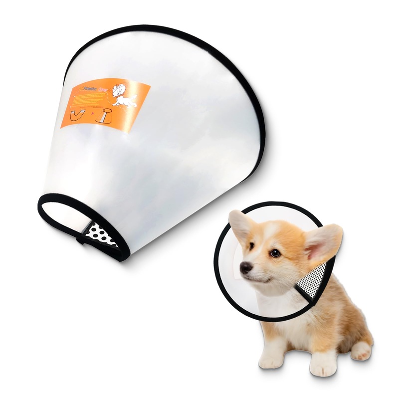 Adjustable Dog Cone Collar After Surgery, Soft Cone of Shame Alternatives for Dog Cat Puppy, Plastic Elizabethan Collar for Dogs from Licking Biting Scratching Wounds (White, S) White