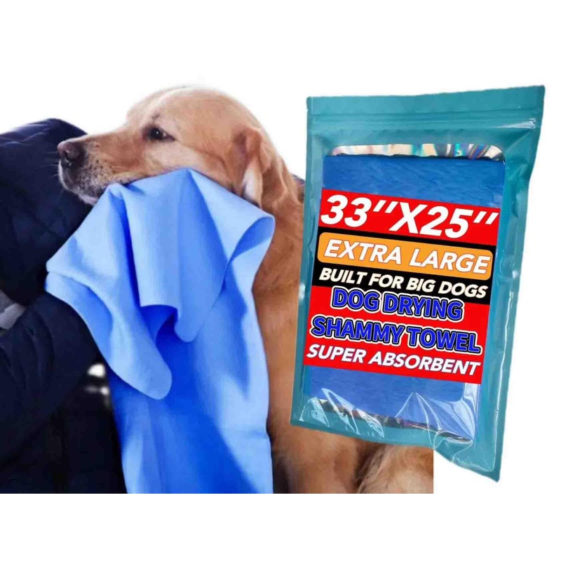 Biodison & Lee Premium Dog Towels for Drying Dogs Large – 1pk(33″ x 25″) – Quick Drying Dog Bathing Supplies – Super Absorbent Dog Drying Towel – Reusable Towels for Dogs – Pet Towel(Blue) 1 Pack (33″ x 25″) Blue