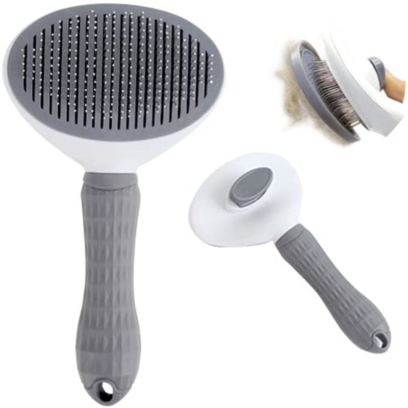 Cat Brush for Shedding, Cat Brushes for Indoor Cats, Cat Brush for Long or Short Haired Cats, Cat Grooming Brush Cat Comb for Kitten Rabbit Massage Removes Mats, Tangles and Loose Fur (Fine needle blue oval) Fine needle blue oval