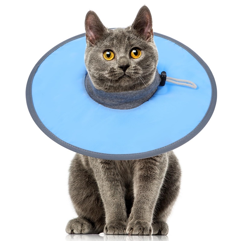 Cat Cone Collar Soft, Cat Recovery Collar to Stop Licking, Waterproof Cat Donut Collar, Adjustable Cat Collar for Cats Kittens After Surgery, Cat Surgery Collar (Light Blue)