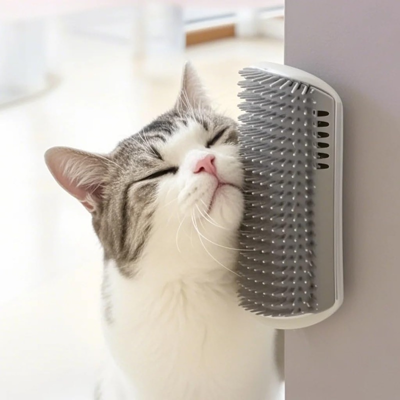 Cat Hair Removal Wall Roller – Pet Grooming Hair Removal Mitts & Roller for Cat, Self Groomer Wall Brush, Cat & Dog Corner Scratcher, Face Massage Comb, Pets Toy Gift – Grey