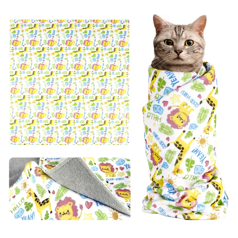 Cat Wrap for Cutting Nails and Grooming,Cat Restraint Wrap for Nail Clipping,Self-Adhesive Fabric Cat Swaddle Burrito Wrap for Nail Trimming,Cat Grooming Supplies(L (Within 22lbs))