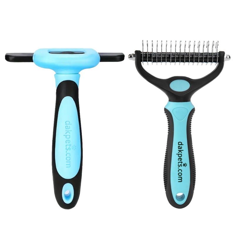 DakPets Deshedding Tool and Dematting Rake for Cat and Dogs. Hair and Fur Removal. Dog Hair Detangler & Cat Matted Fur Remover Easy Grip Design