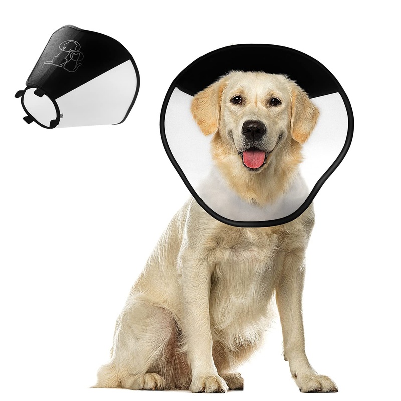 Dog Cone Alternative for Large Dogs After Surgery, Soft Dog Recovery Suit Plastic E Collar 2 Size Adjustable, Protective Dog Head Cone After Anti Bite Lick Wound Healing Safety (XXL) XXL