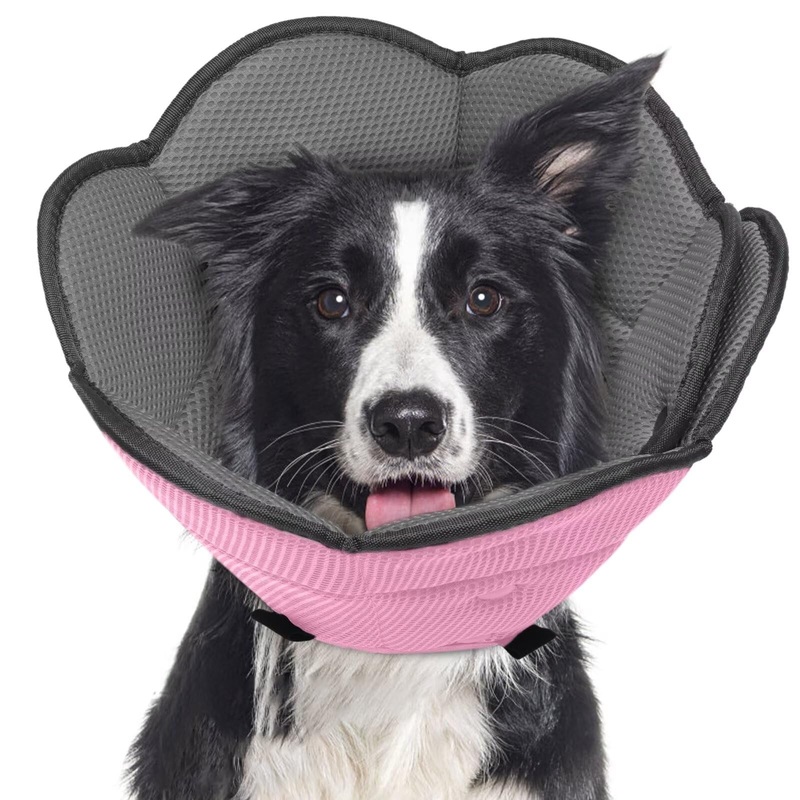 Dog Cone for Dogs After Surgery,Adjustable Protective Dog Recovery Collars & Cones for Large Medium Small Dogs Cats,Comfy Soft Dog Cones Prevent Pets from Touching Stitches Rashes,Wounds,Pink,L L(Neck Girth:13.39″-17.32″) Pink