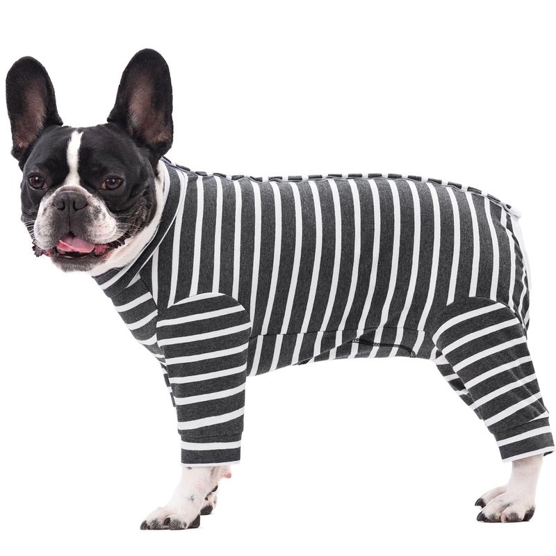 Dog Surgery Recovery Suit for Female Male Puppy,Dog Bodysuit Long Sleeve Prevent Shedding and Licking Wound,Dog Pajamas,E-Collar Cone Alternative(Black White Stripe-m) m black