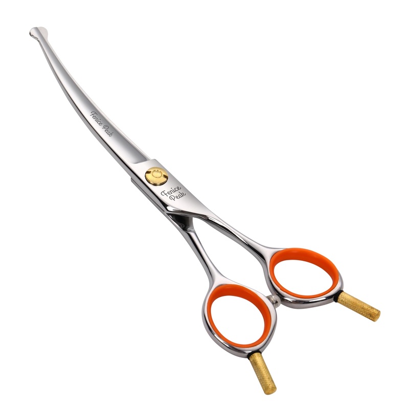 Fenice Peak 6” Small Curved Scissors Lightweight Dog and Cat Grooming Scissors with Safety Round Tip JP440C Stainless Steel Sharp Blades for Body Facial Nose Ear and Paw Hair Easy Use 6”