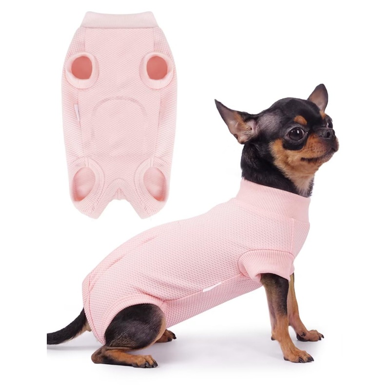 Frienperro Dog Recovery Suit Pet Spay Surgery Shirt for Female Dogs Onesie, Puppy Pajamas Cone E-Collar Alternative for Small Cat Chihuahua Yorkie,Pink M