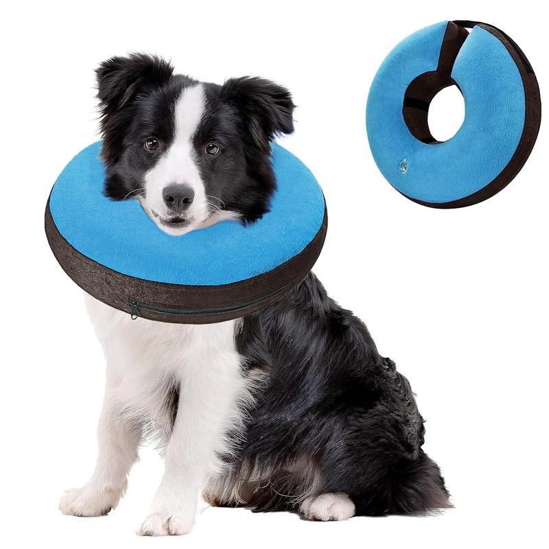 Inflatable Dog Cone for Dogs After Surgery Dog Donut Collar Soft Dog Cone Alternative Recovery Collar for Dogs Prevent Pet Bite Licking Scratching Touching, Help Dog Healing (L(Neck:12″-18″)) L(Neck:12″-18″)