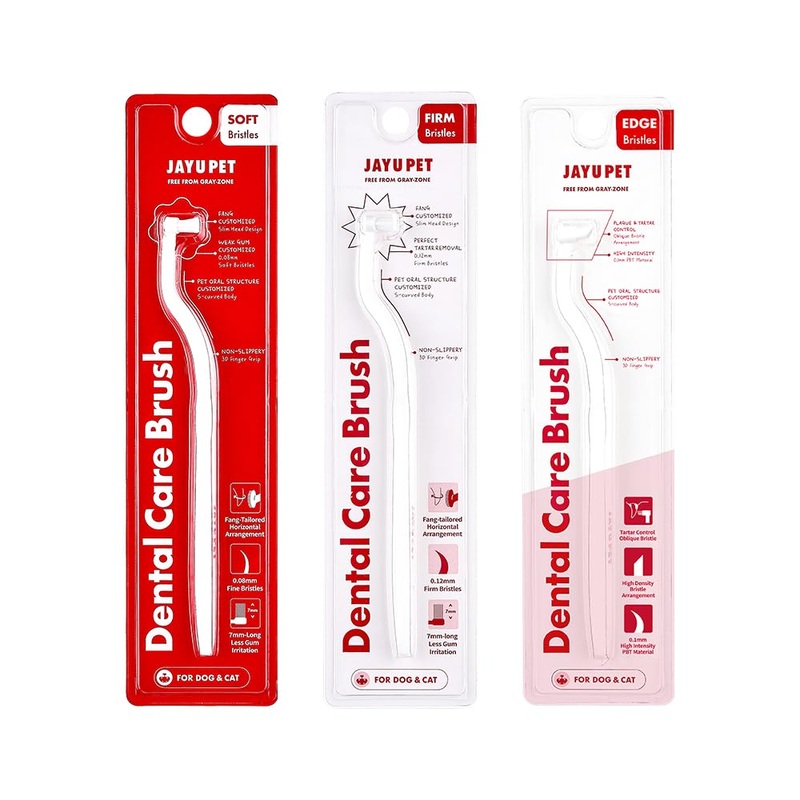 JAYU PET Dental Care Brush [Soft&Firm&Edge Bristles] – Toothbrush for Cat and Small Dogs, Removing Old Plaque and Tartar, Cat Dental Care, Cat Teeth Brushing & Easy Cleaning