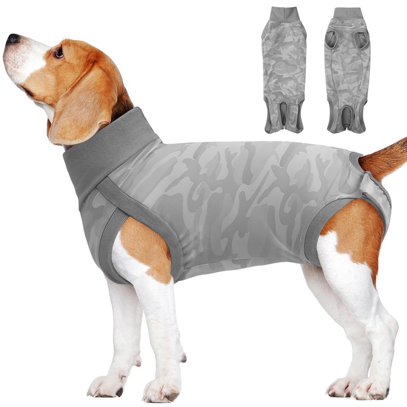 KOESON Recovery Suit for Dogs After Surgery, High Neck Dog Surgery Recovery Shirt for Female and Male Dogs, Dog Recovery Suit with Inner Pocket to Put Dog Diaper Gery Medium