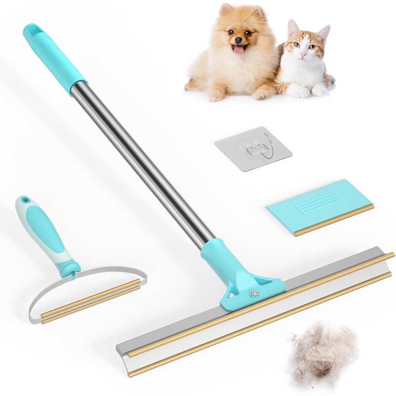 Multifunctional Pet Hair Removal Tool for Carpets, Furniture & Cars – 3 Pack Bundle with Adjustable Rake & Scraper