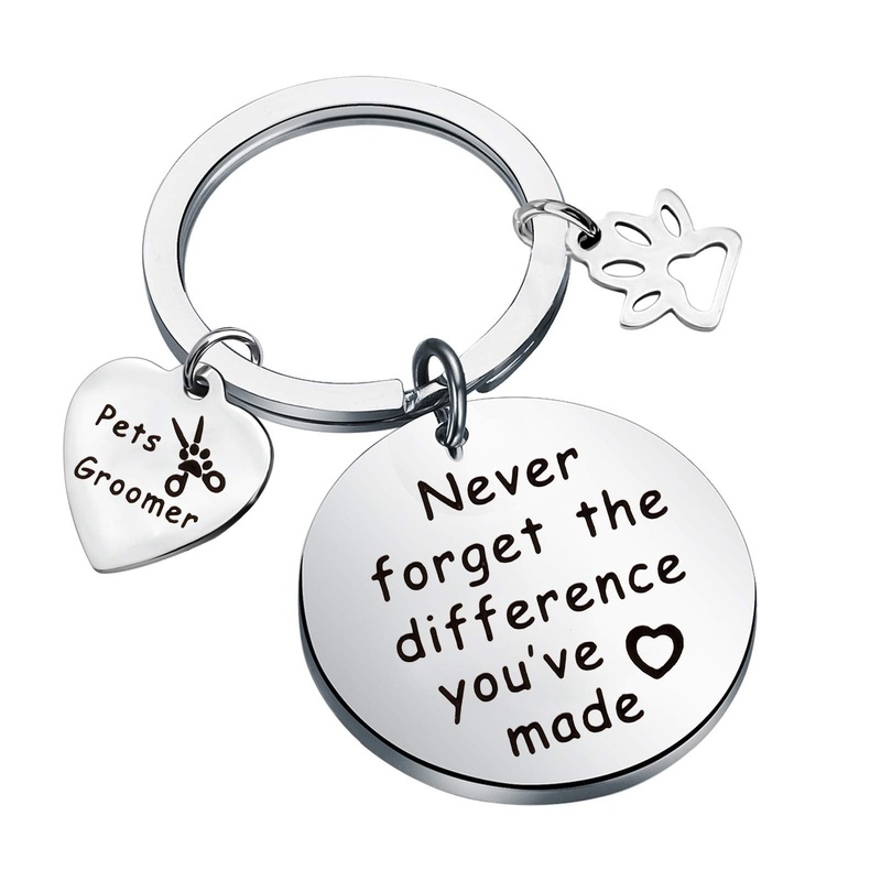 MYOSPARK Pet Groomer Keychain Dog Salon Gift Never Forget The Difference You’ve Made Appreciation Jewelry Pet Beautician Gift Difference Pet Groomer Keychain