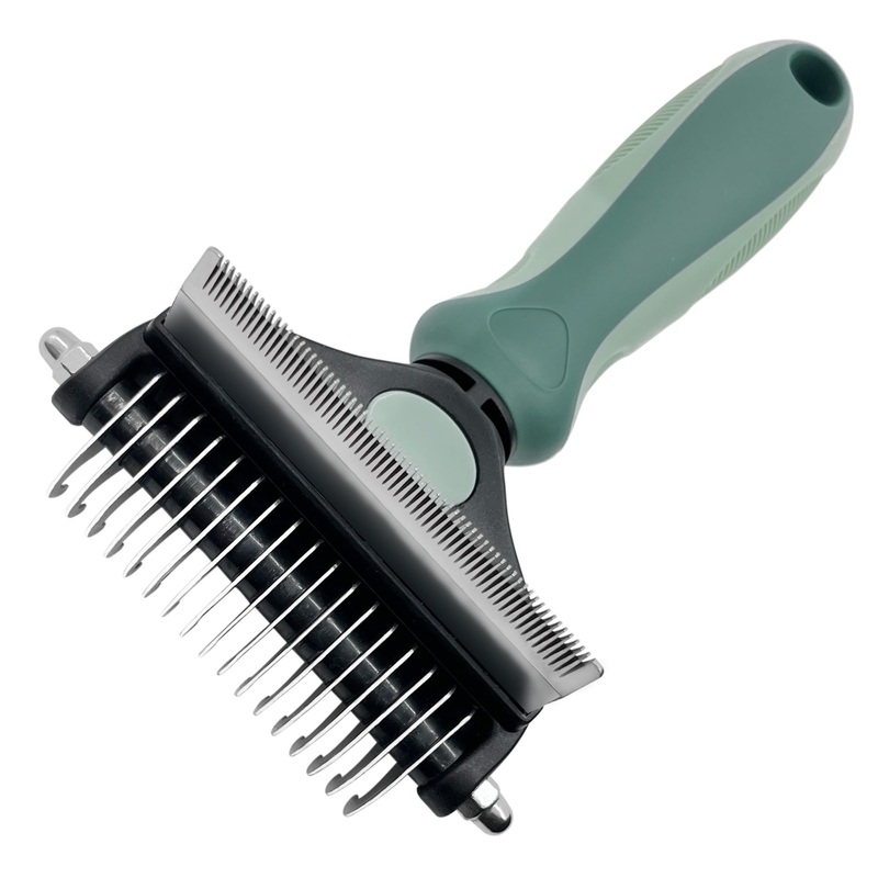 Pet Grooming 2 in 1 Rake Comb Dog Undercoat Dematting Deshedding Brush Hair Removal Tool for Pets Removing Mats and Tangles (Small) Small