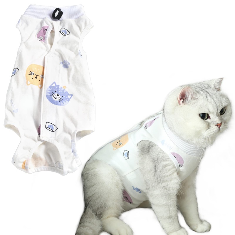 Pet Recovery Suit, 1 PCS Cat Surgical Recovery Suit Breathable E-Collar Alternative for Cats and Dogs, Chest Girth 14.96-18.11″ L