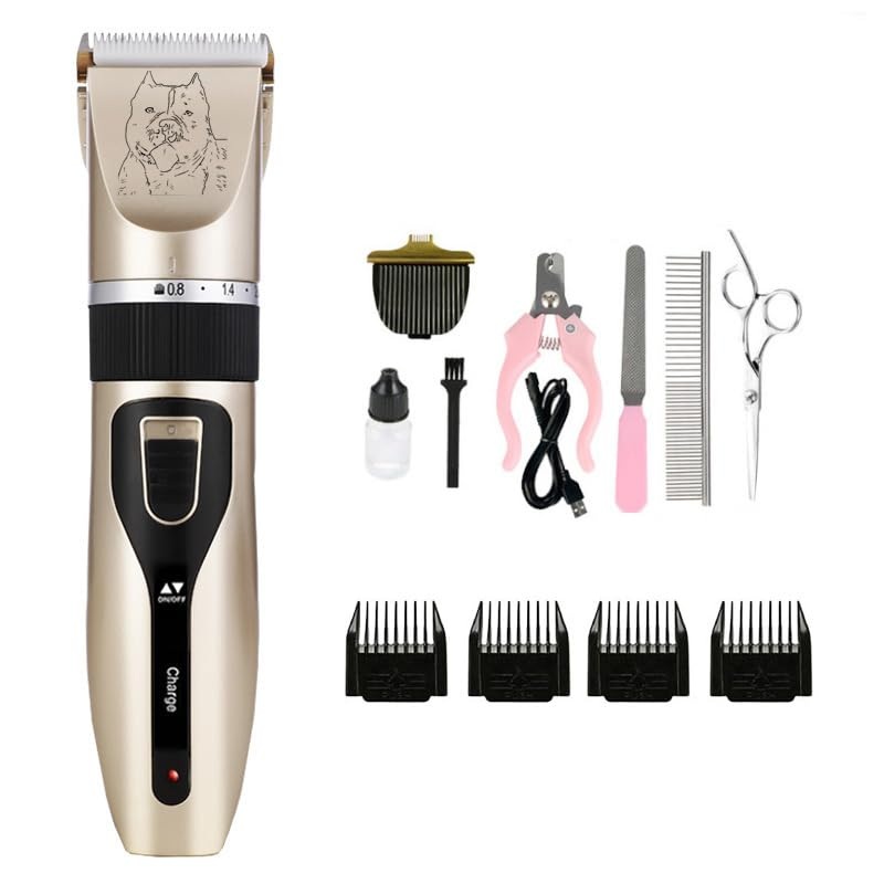 Professional Electric Cordless Shaver Trimmer/Clipper for Dogs, Cats, and Other Animals – Rechargable Battery with Long Life, Low Noise – Toolkit Included