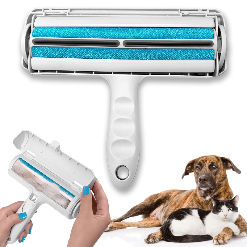 Roller Pet Hair Remover and Reusable Lint Roller – Cat and Dog Fur Remover for Furniture, Couch, Carpet, Clothing, Bedding – Portable, Multi-Surface Hair Removal Tool, Eco-Friendly