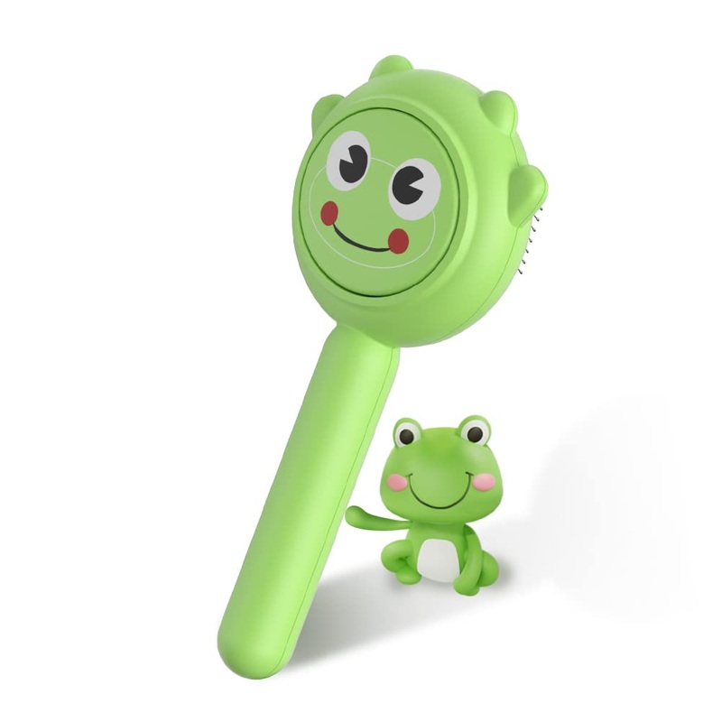 Self-Cleaning Dog & Cat Slicker Brush, Skin Friendly Deshedding Grooming Tool for Long or Short Haired Dogs Cats Rabbits, Dog Shedding Brush with Release Button – Frog