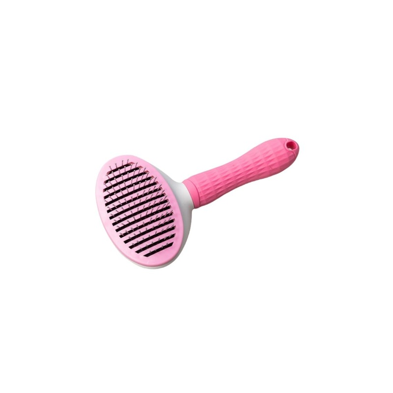 Stainless Steel Pet Comb for Grooming, Hair Removal, Shedding, Ergonomic Handle, for Dogs, Cats (Pink) Pink