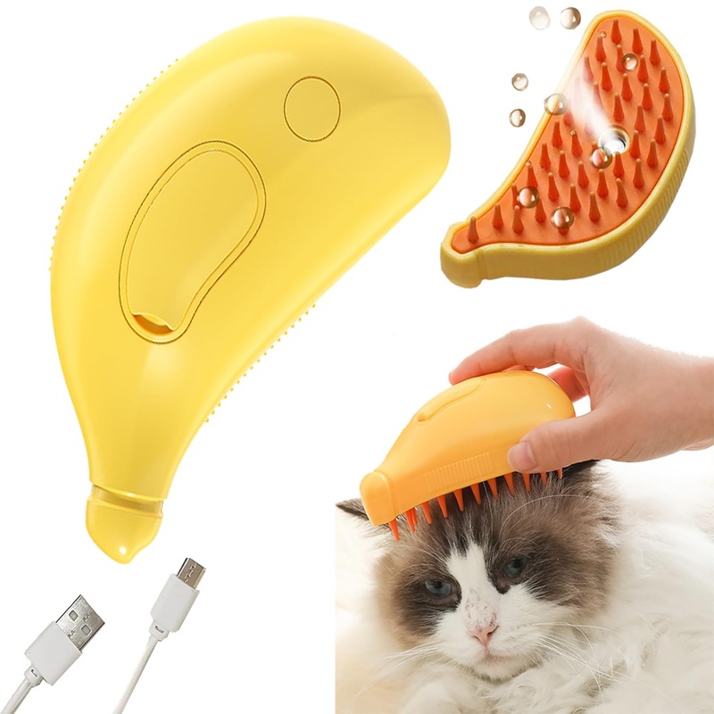 WINB 3-in-1 Steaming Pet Brush for Cats & Dogs  Shedding, Massaging, and De-furring Grooming Brush with Anti-Static Mist, Ideal for Cats and Dogs