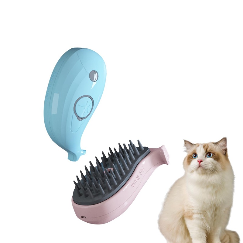 2-Pack Cat steam brush,Steam brush for cats,3-in-1 Grooming, Skin Friendly Pet steam brush,Massaging & Detangling Tool with Steam Technology – Easy Clean, Cat brushes for indoor cats,Blue & Pink Set