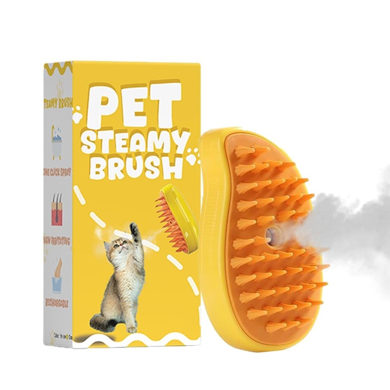 3 in 1 Silicone Steamy Cat Brush – Ideal for Pets Hair Removal – Massager Tool for Shedding and Grooming – Easy and Efficient Steam – Infused Cat Grooming Comb