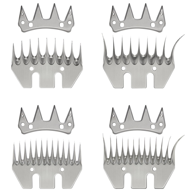 4 Sets Sheep Shears Replacement Blades, Stainless Steel Detachable Animal Clippers Blade for Grooming Goats, Lambs, Llamas, Alpacas (9 &13 Curved Teeth, 9&13 Straight Teeth)