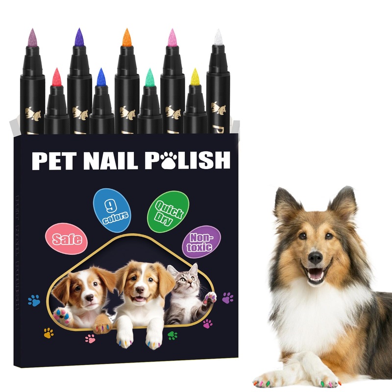 9 Colors Dog Nail Polish Pens Quick Dry,Dog Safe Nail Polish,Easy to Apply,Nail Polish Pens for Dogs Non Toxic,Dog Safe Paint for Paws,DIY Dogs Puppy Nails