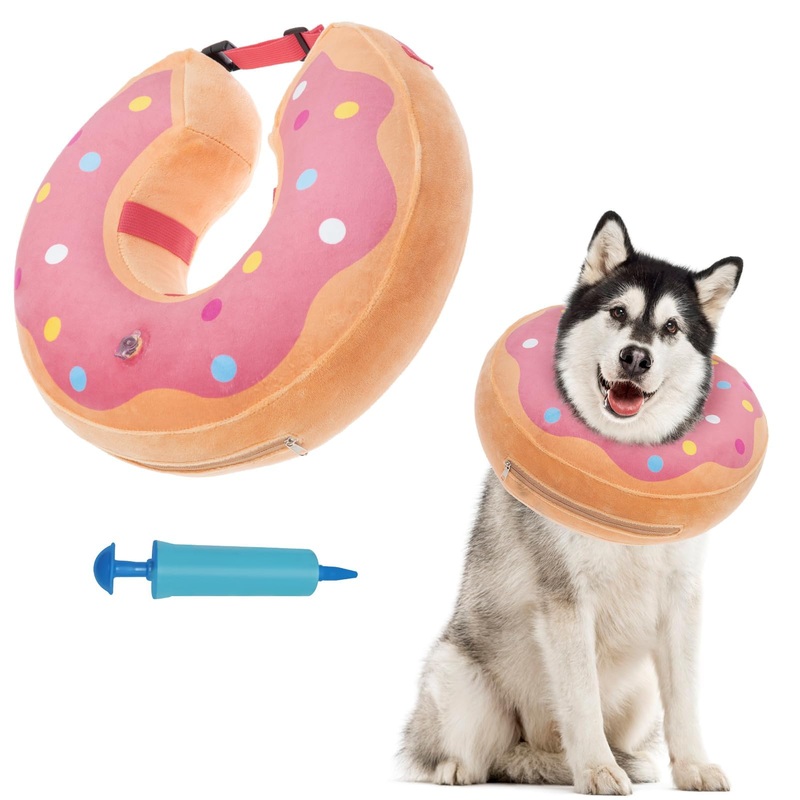 BINGPET Soft Dog Cone Collar,Recovery Soft Dog Cone Collar Alternative for Large Medium Small Dogs After Surgery,Pet Inflatable Collar Protective Recovery Donut Cone for Dogs to Stop Licking,Pink XL X-Large(Neck:17″-22″) Donut Pink