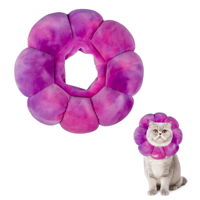 Cat Cone Collar Soft, Adjustable Cat Recovery Collar, Soft Cone for Cats Protective Cat Neck Cone After Surgery Rose Purple Medium
