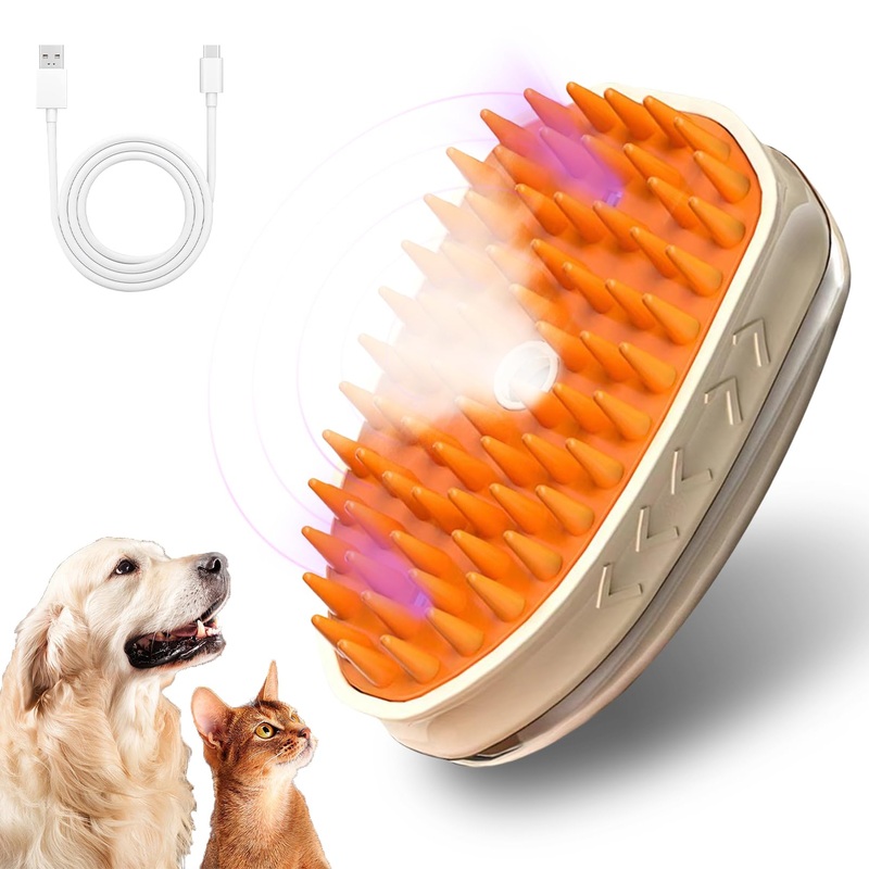 Cat Steam Brush for Shedding  4-in-1 Rechargeable Steamy Pet Grooming Brush for Dogs and Cats, Water Brush for Pet Hair Removal, Efficient and Easy to Use