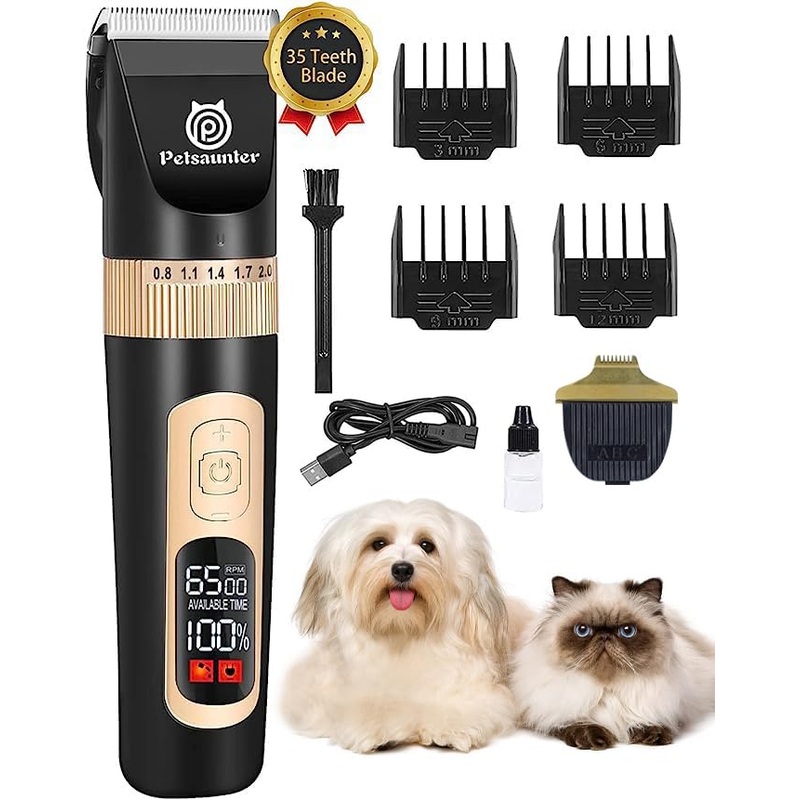 Dog Clippers for Grooming, 4-Speed & LCD Dog Grooming Kit, Rechargeable for Dogs and Cats with Thick Coats – Low Noise & Low Vibration, Include a Metal Blade for Paw Trimming(C95Pro Plus) C95Pro Plus