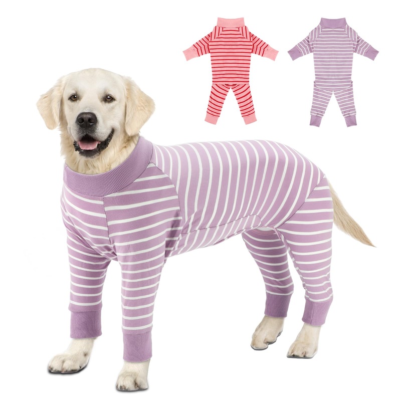 FHTONGE Dog Surgery Recovery Suit, 2 Pcs Dog Onesie Surgical Suit for After Neuter Spay Abdominal Wounds Protector, Snugly Long Anti-Licking Sleeve Dog Pajamas for Shedding Skin Disease Medical 5XL 5XL (Pack of 2)