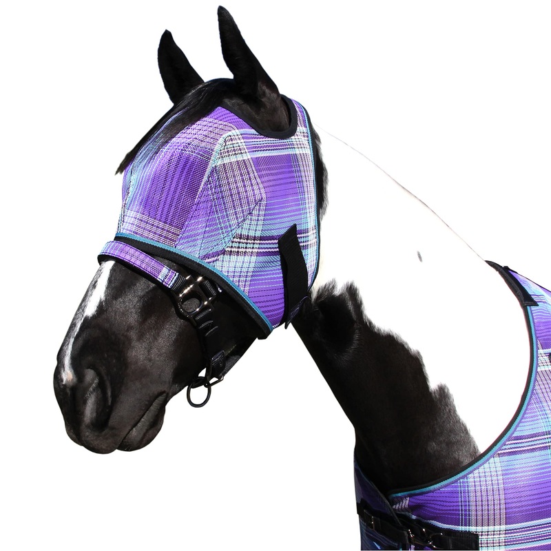Kensington Fly Mask Web Trim  Protects Horses Face and Eyes from Bites and Sun Rays While Allowing Full Visibility  Ears and Forelock Able to Come Through The Mask, Large, Lavender Mint L-Average 2017 – Lavender Mint
