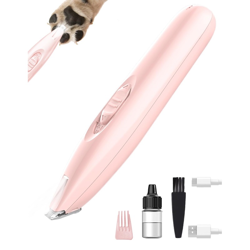 KIKETECH LED Dog Paw Trimmer – Cordless, Low Noise Dog Clippers for Grooming, Rechargeable Small Area Shaver for Dog Clippers Cats, SoftRed